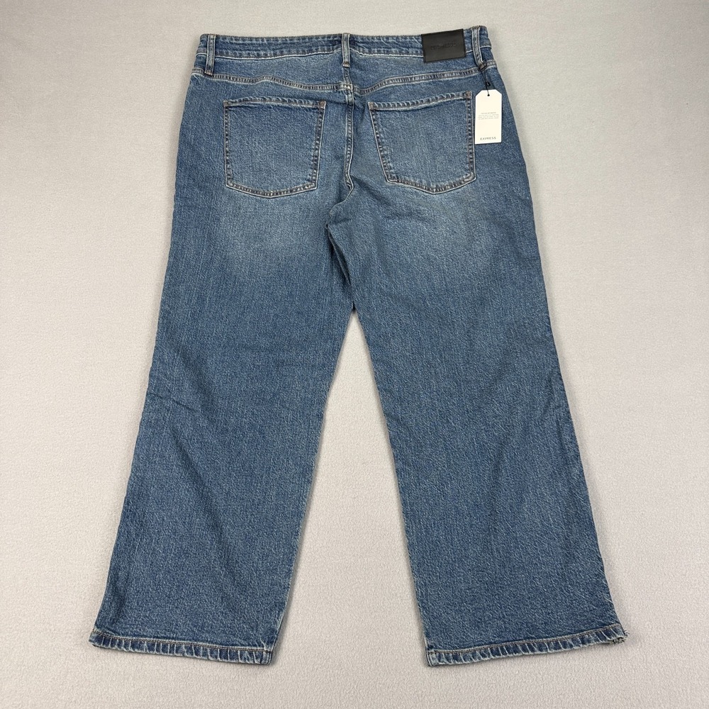 Express Womens Size 16 Wide Leg Cropped Jeans Medium Wash Braided Side Trim NWT - Picture 7 of 12